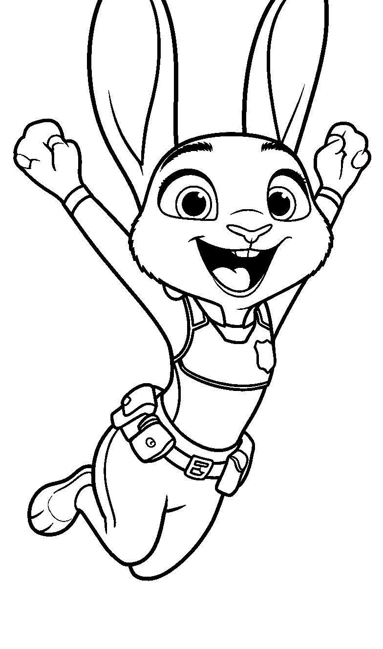 excited judy hopps high jump line art