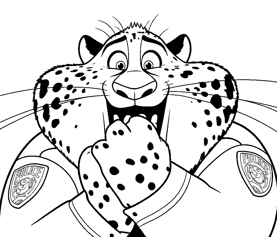 excited officer clawhauser line art