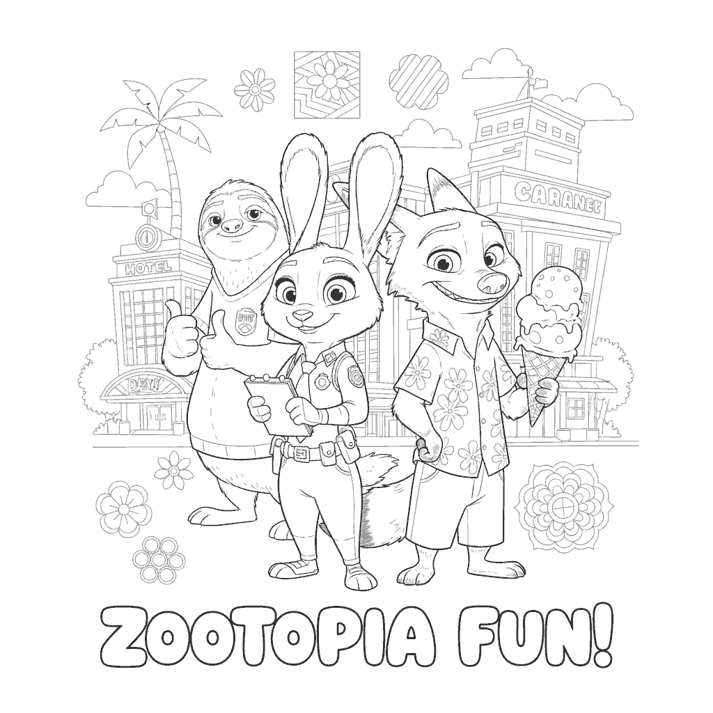 zootopia line art judy hopps nick wilde flash