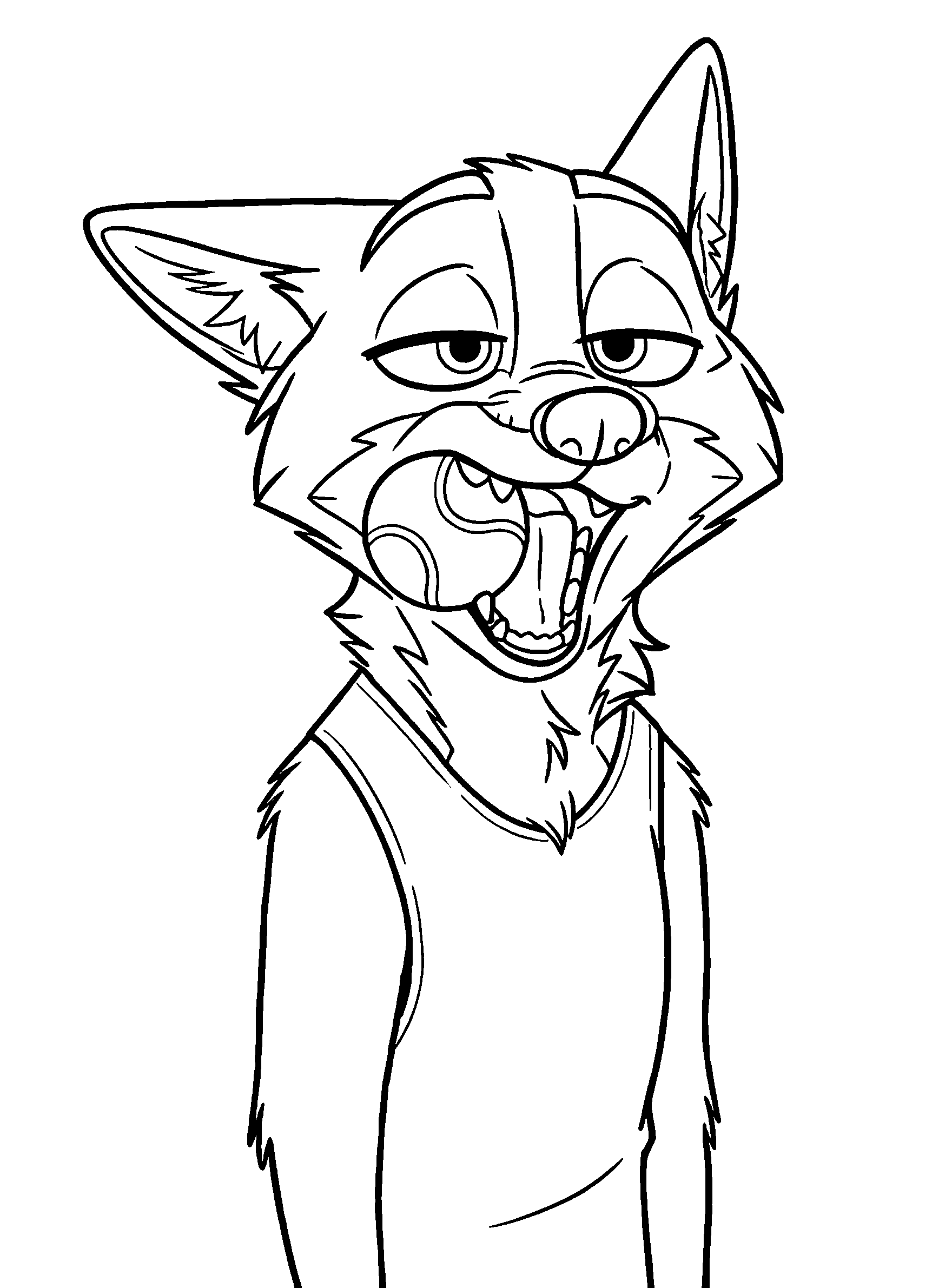 funny nick wilde with tennis ball zootopia line art