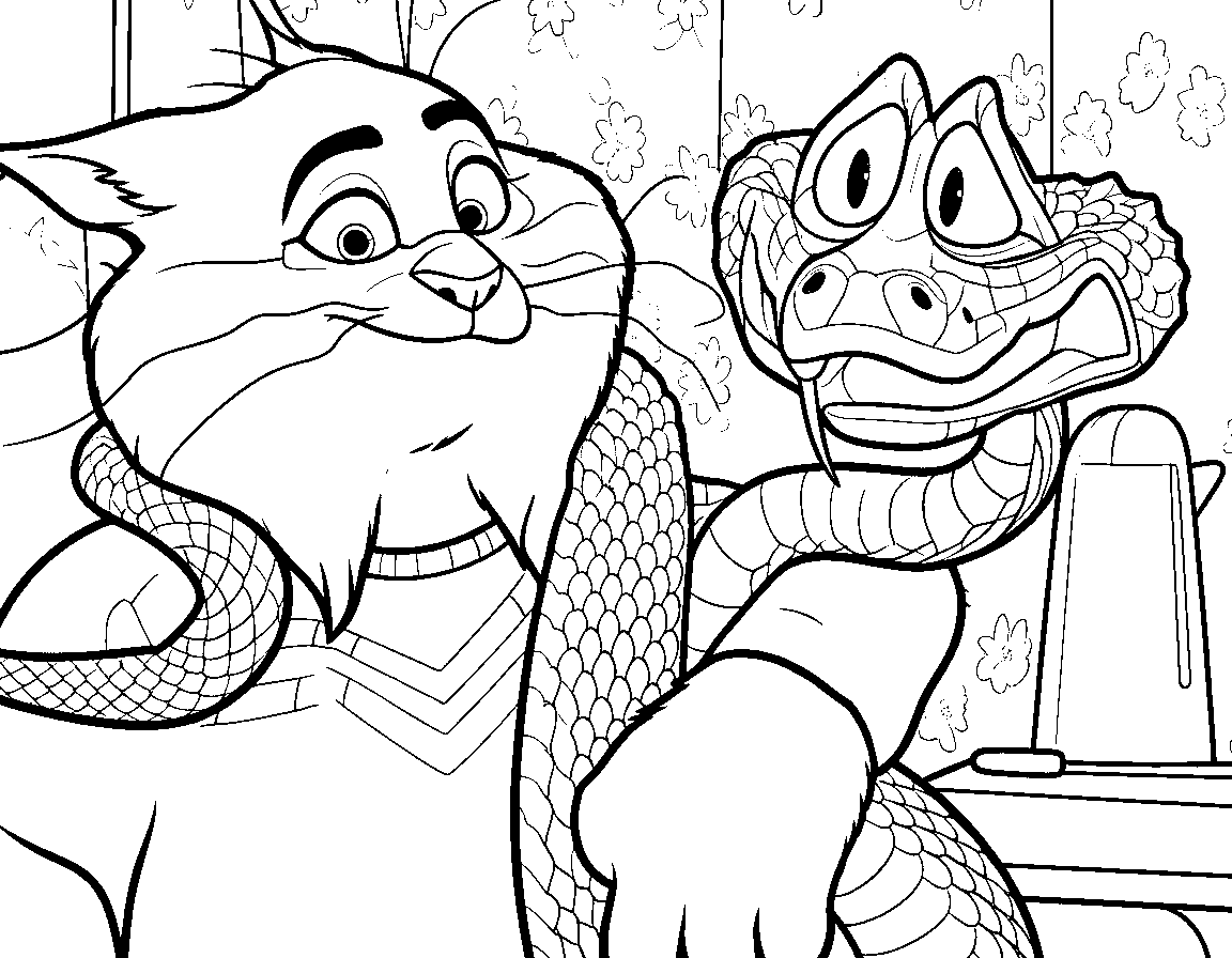 gary de snake and pawbert lynxley zootopia duo line art