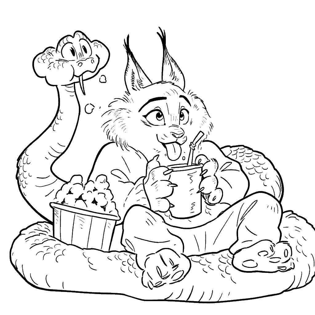 gary desnake and pawbert lynxley movie night line art