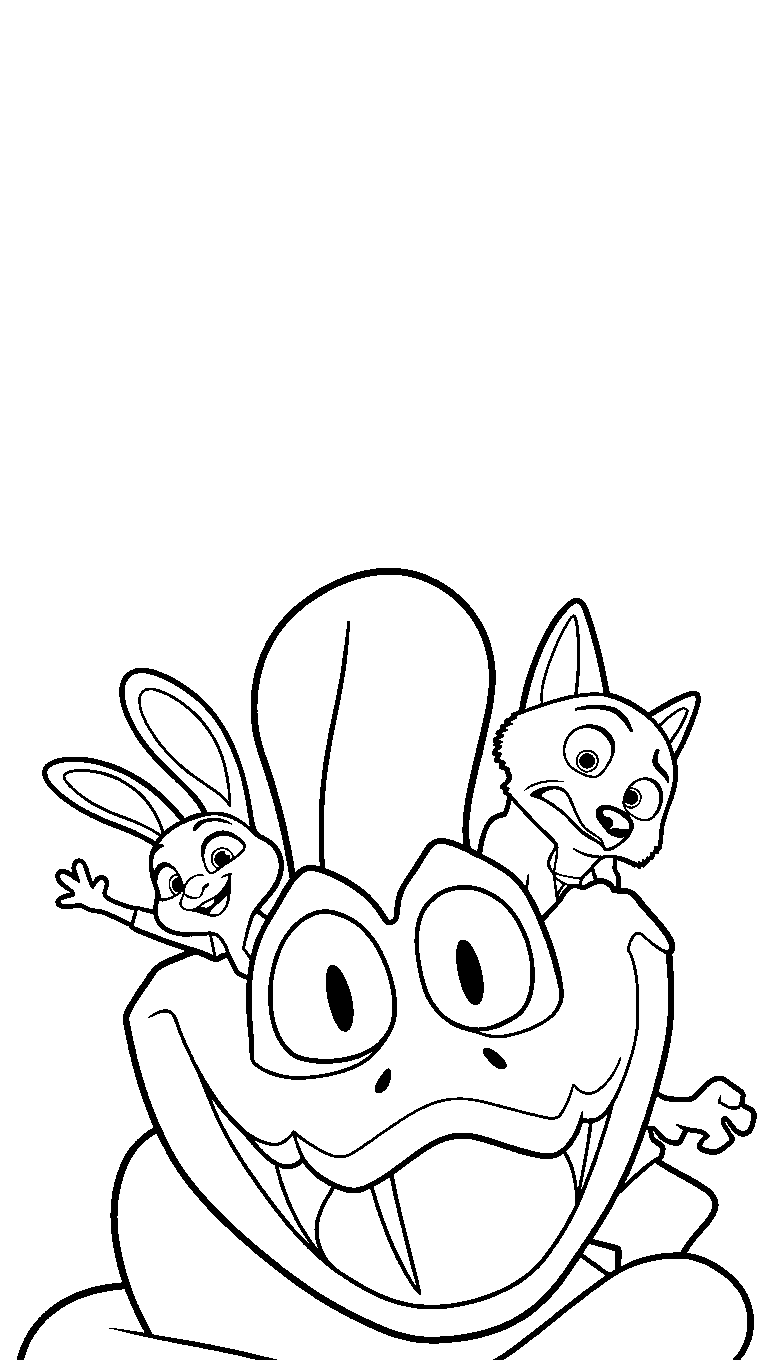 gary desnake with nick wilde and judy hopps line art