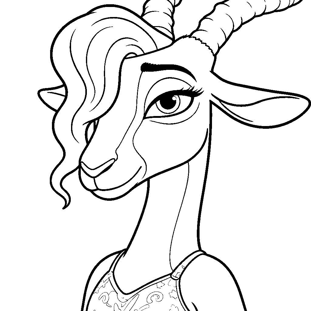 gazelle zootopia pop star line art