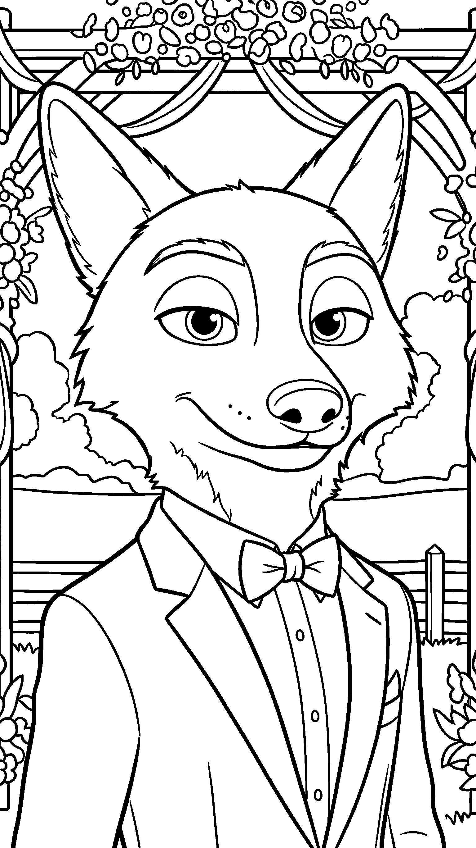 groom nick wilde zootopia wedding arch line art