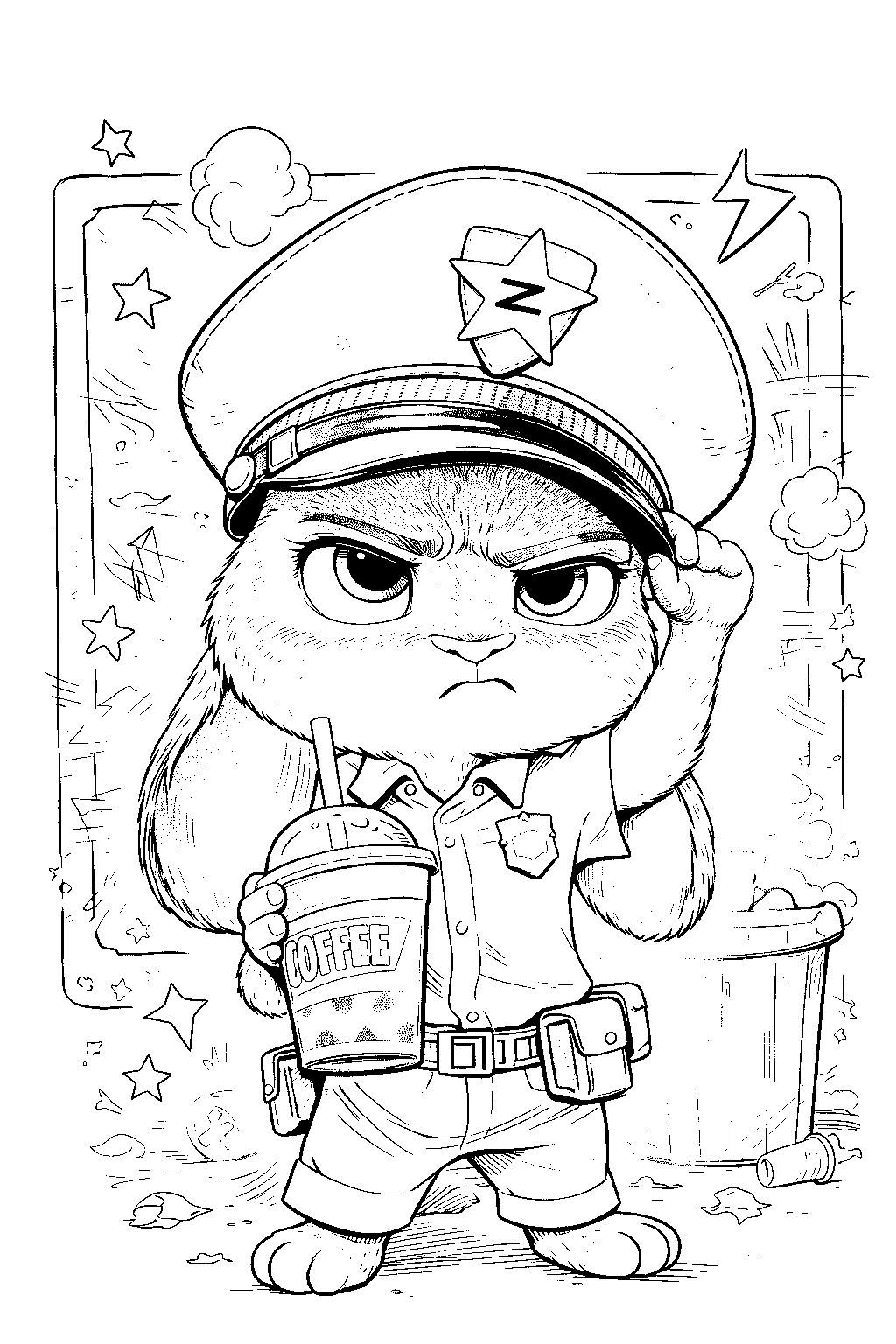 grumpy judy hopps coffee line art