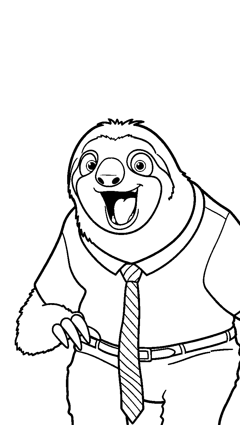 happy flash the sloth zootopia line art