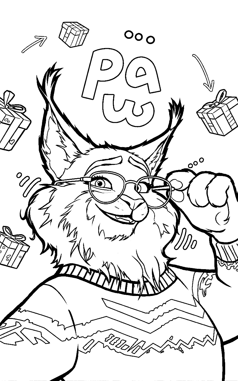 happy pawbert lynxley gift day zootopia line art