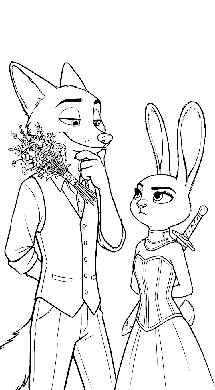 judy hopps and nick wilde medieval zootopia quest line art