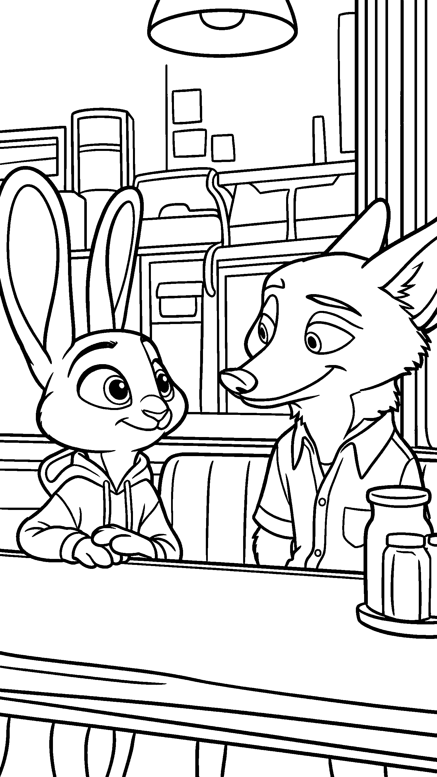 judy hopps and nick wilde zootopia cafe date line art