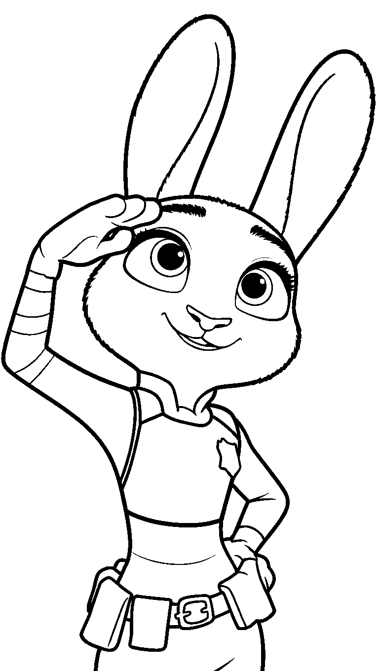 judy hopps attentive salute zootopia line art