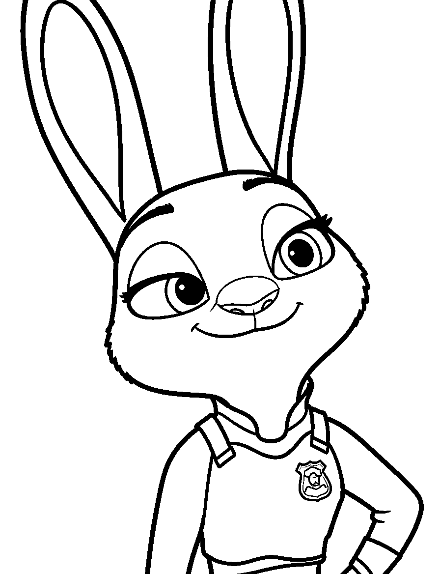 judy hopps confident smile line art