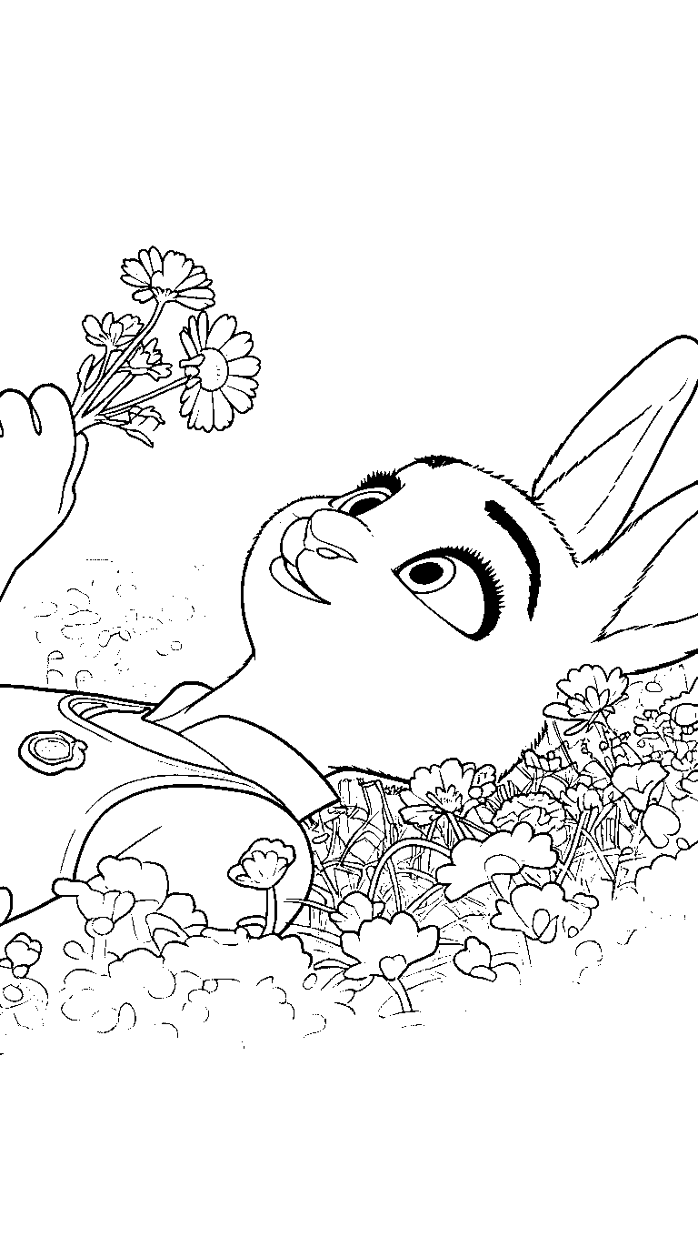 judy hopps daisy flower meadow line art