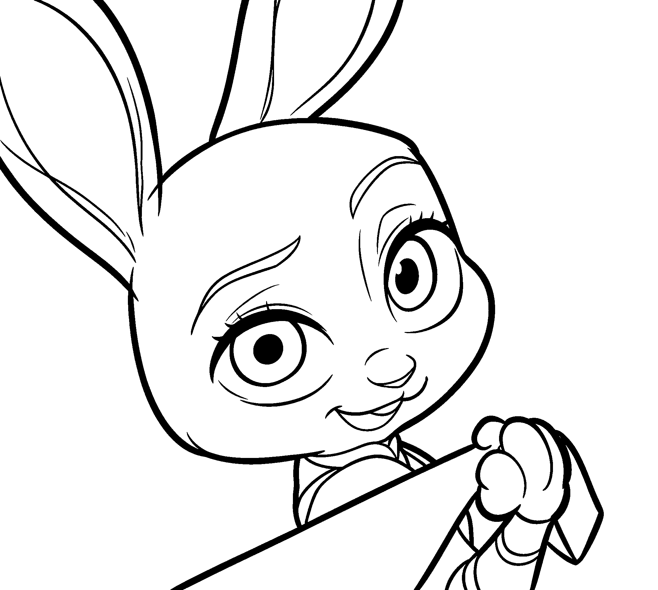 judy hopps excited close up zootopia line art