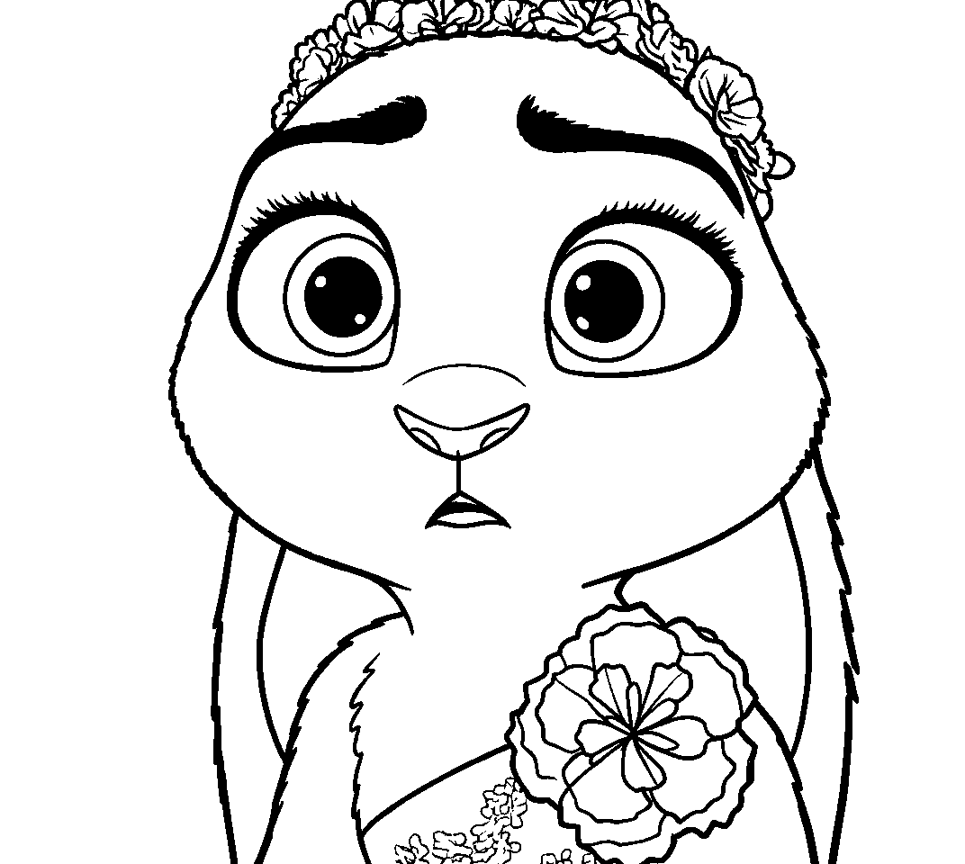 judy hopps flower crown line art