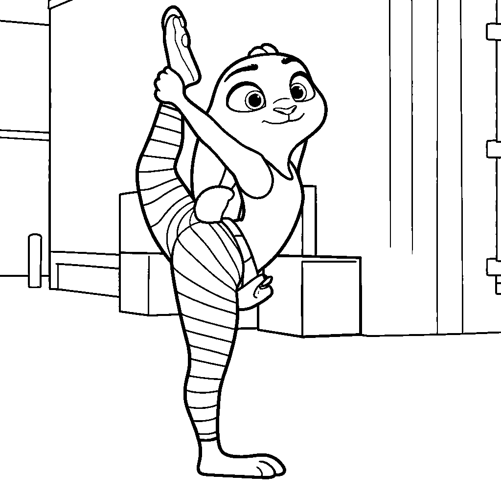 judy hopps gymnastic stretch line art