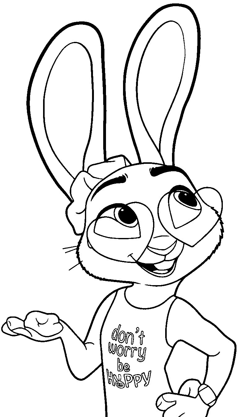 judy hopps heart glasses line art