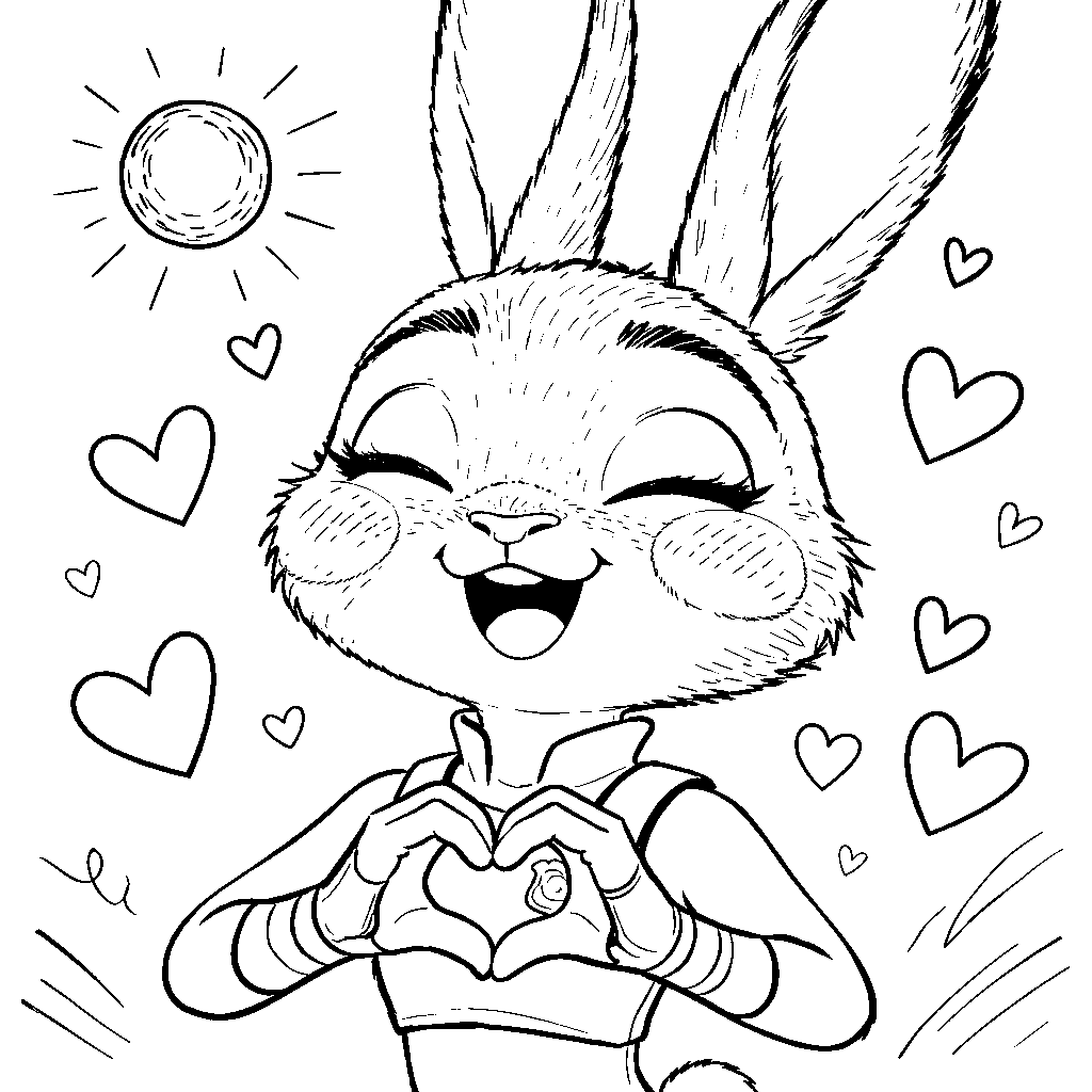 judy hopps heart hands line art