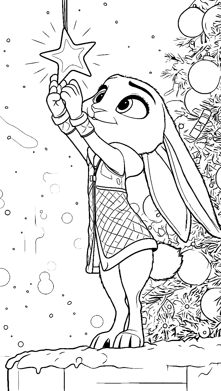 judy hopps holiday zootopia christmas line art