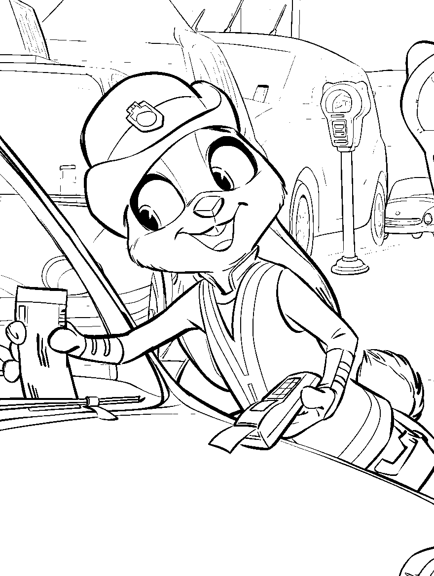 judy hopps meter maid duty line art