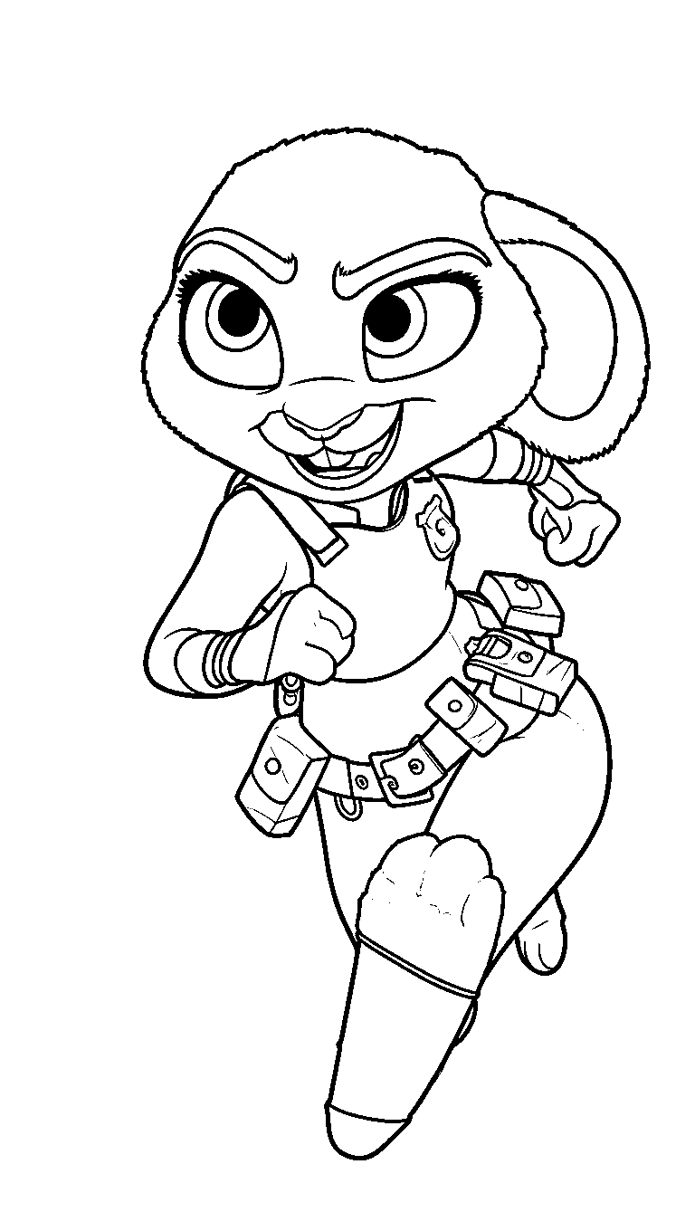 judy hopps police chase action line art