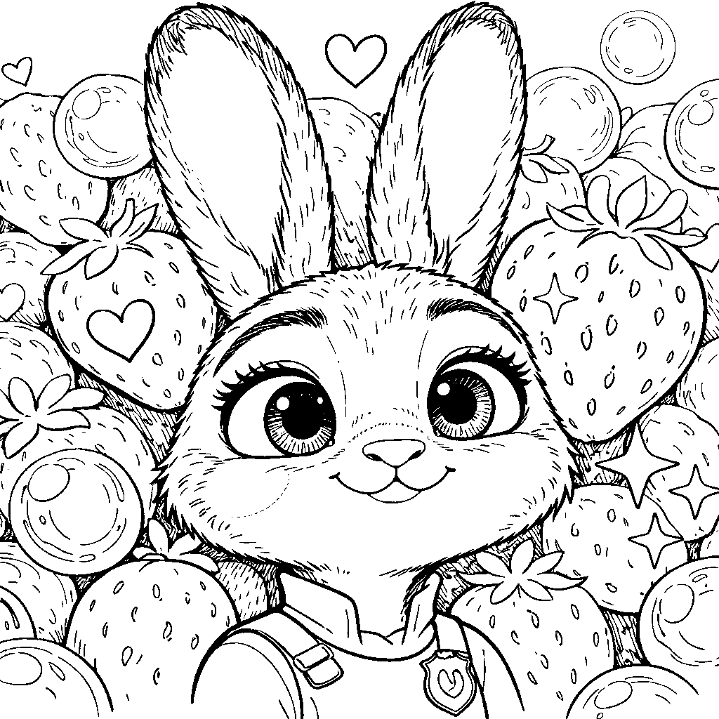 judy hopps strawberries line art