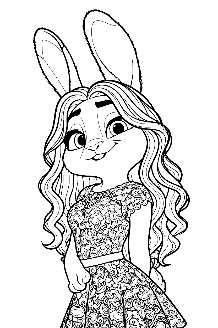 judy hopps stylish portrait zootopia line art