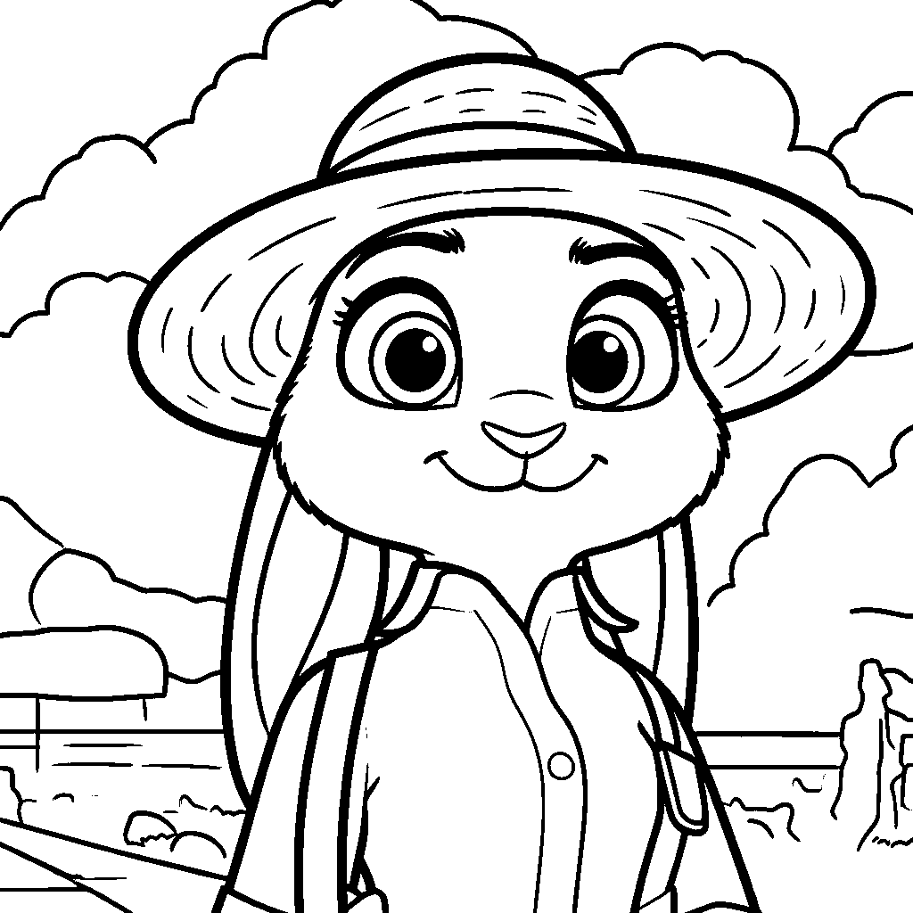 judy hopps summer sun hat line art