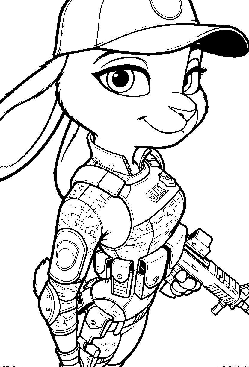 judy hopps tactical gear zootopia line art