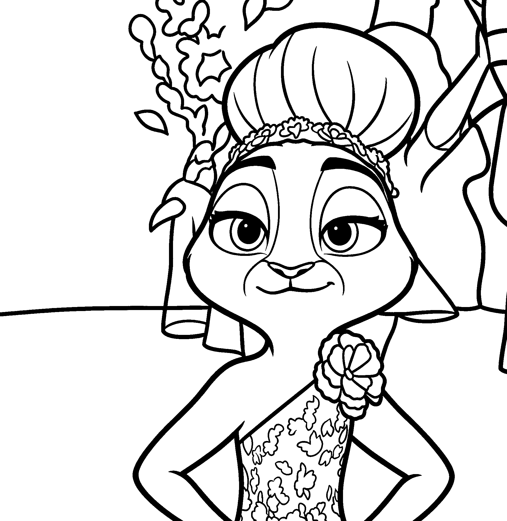 judy hopps wearing elegant gown zootopia line art