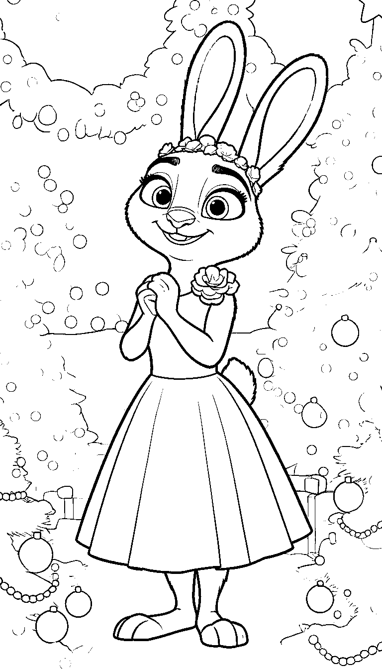 judy hopps wedding dress line art