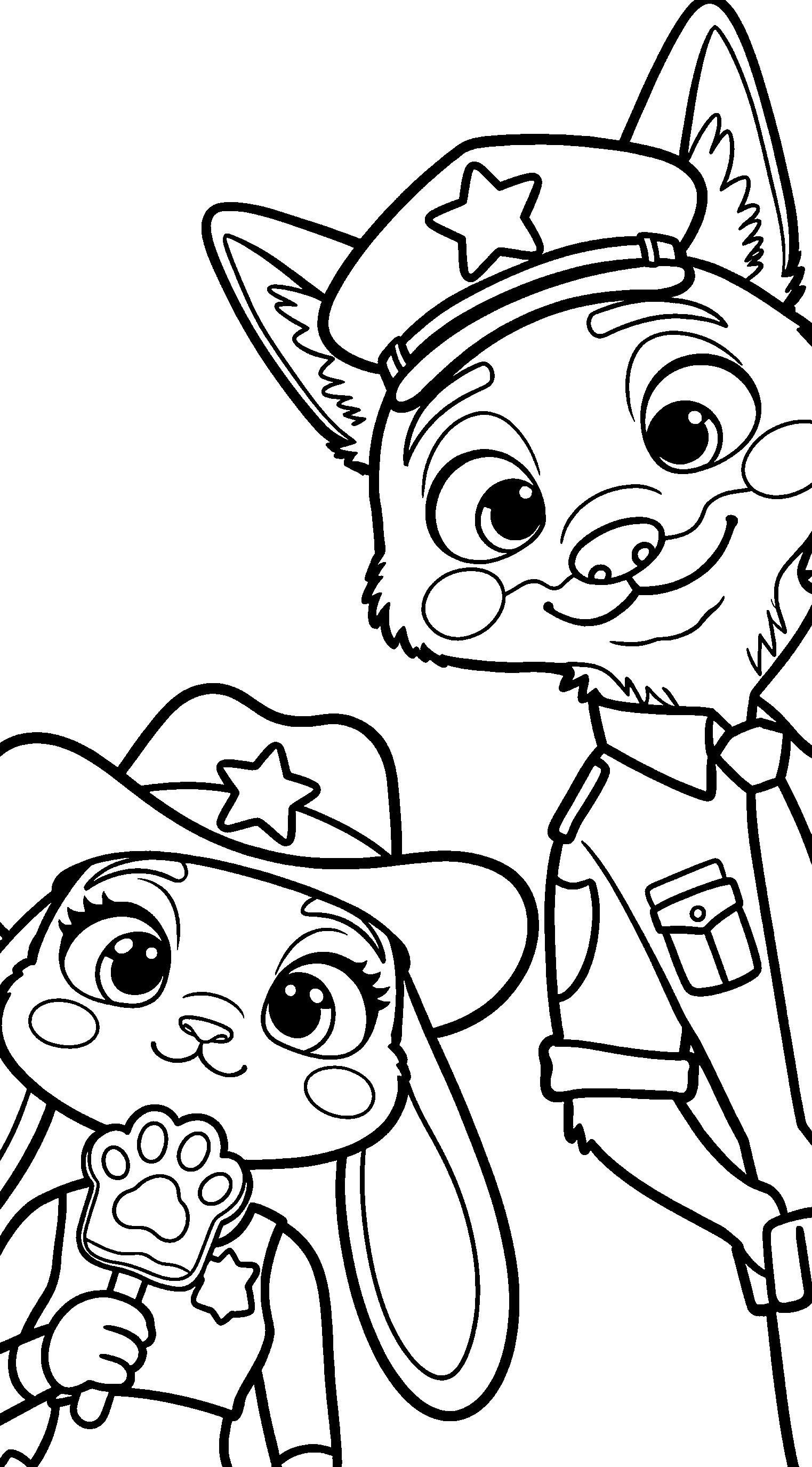 judy hopps with pawpsicle and officer nick wilde zootopia line art