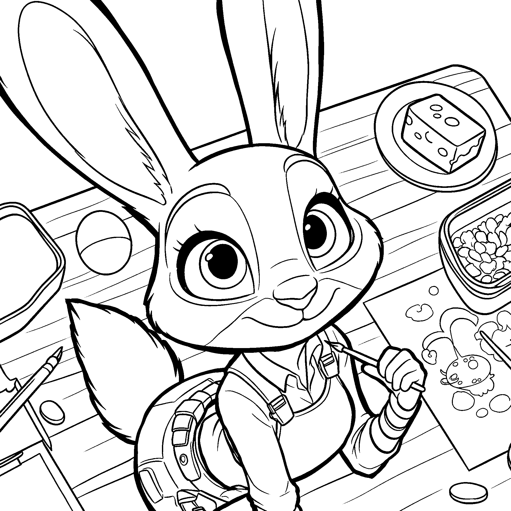 judy hopps zootopia artist and healthy snack line art