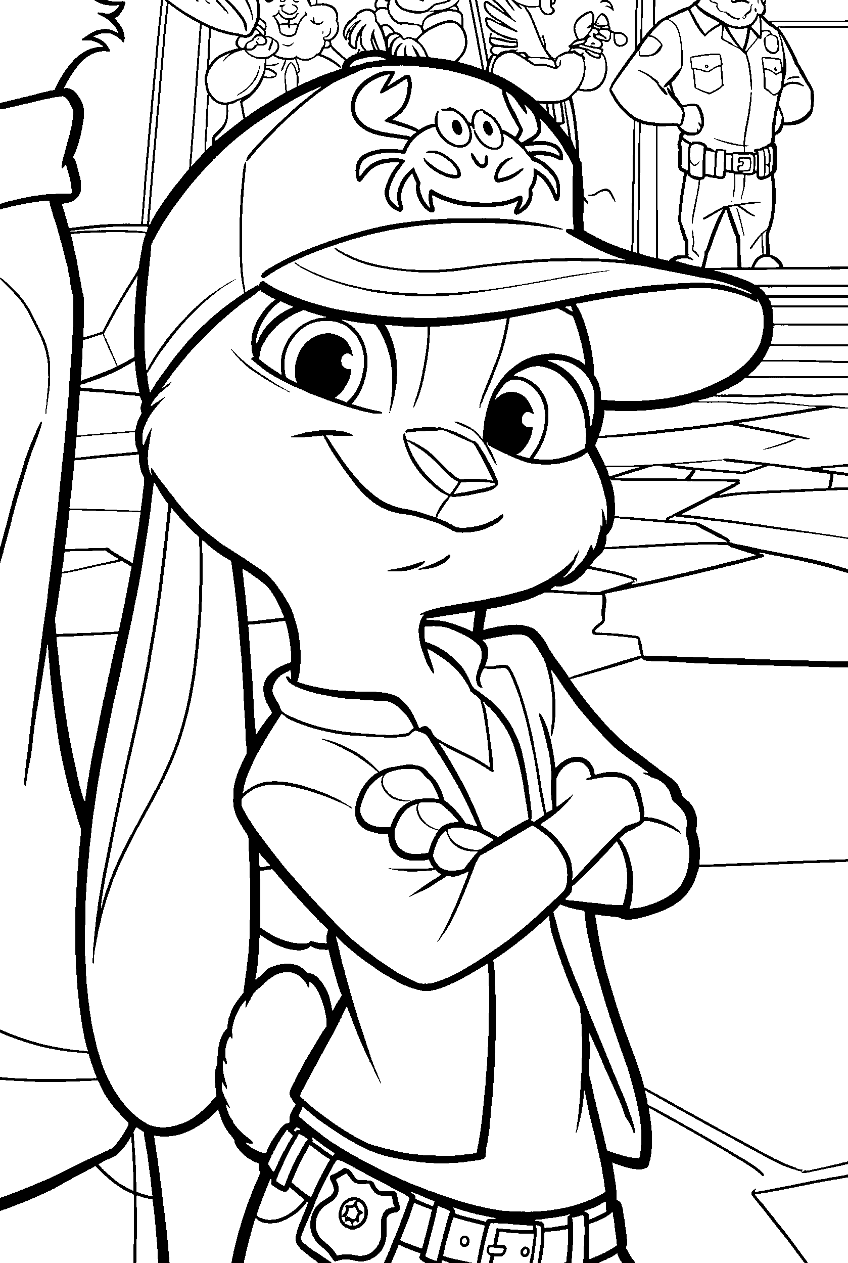 judy hopps zootopia police academy trainee line art