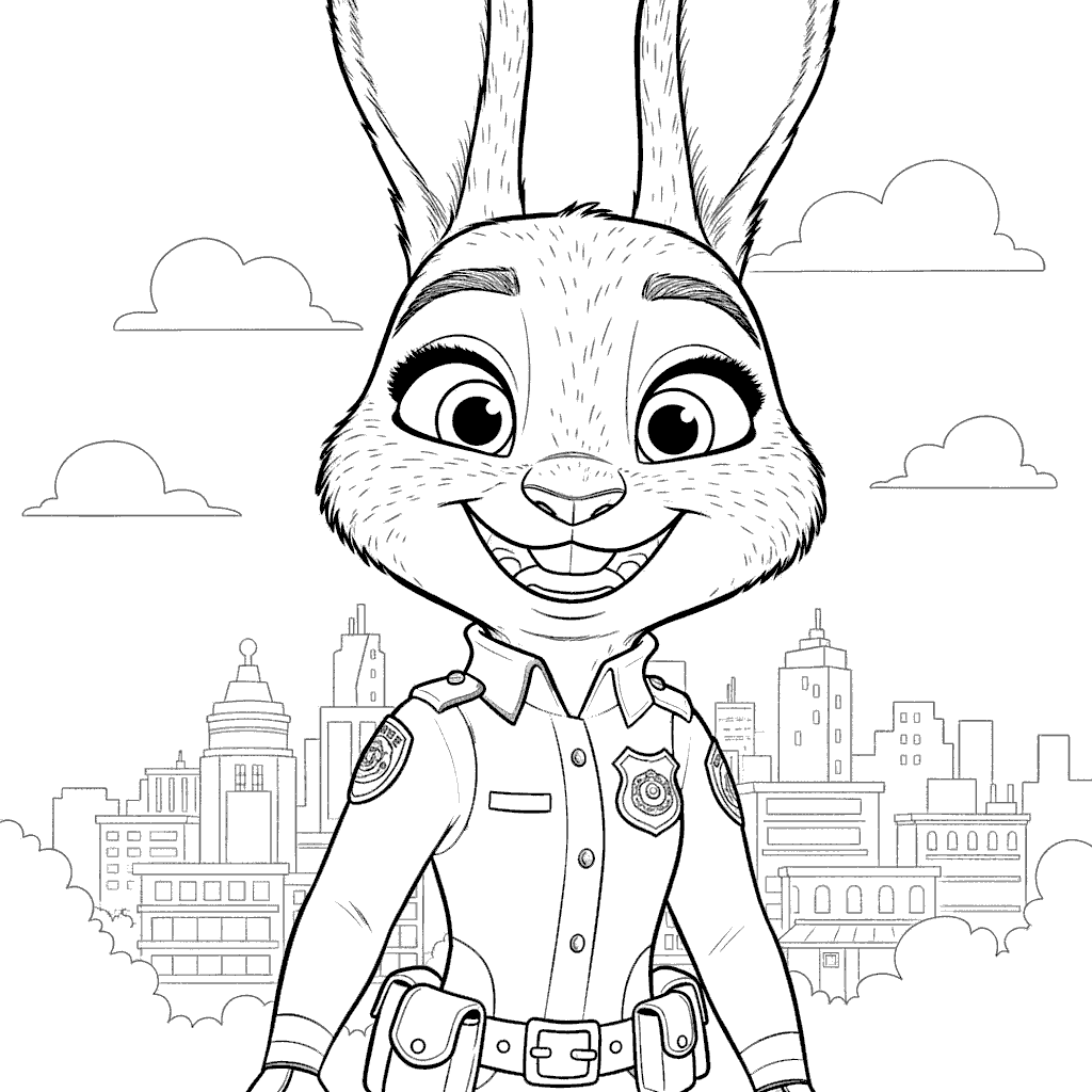 judy hopps zootopia police officer line art