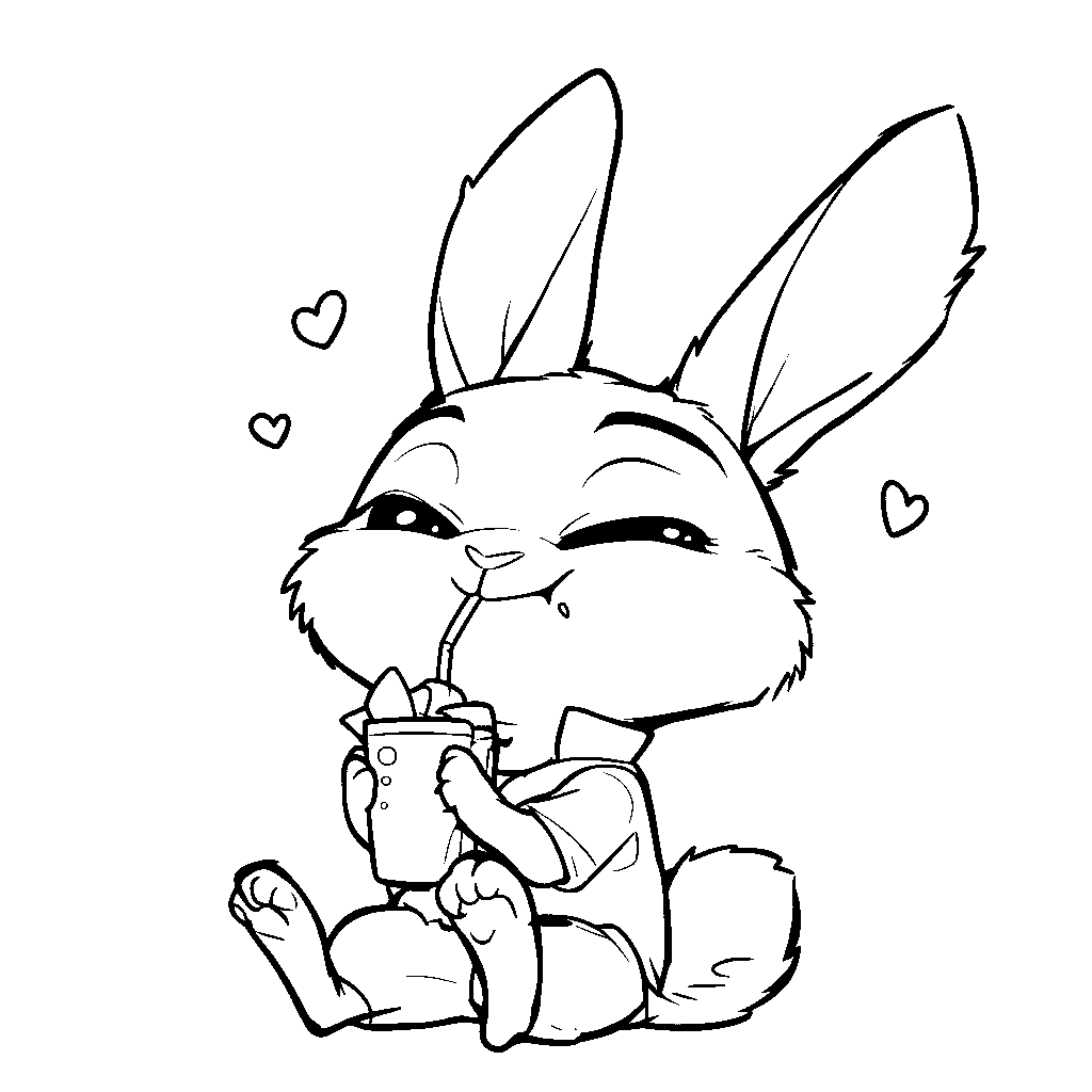 little judy hopps drinking juice line art