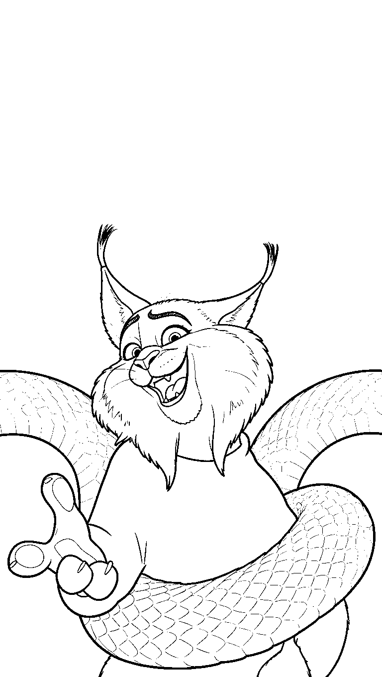 lynx and snake wildlife line art