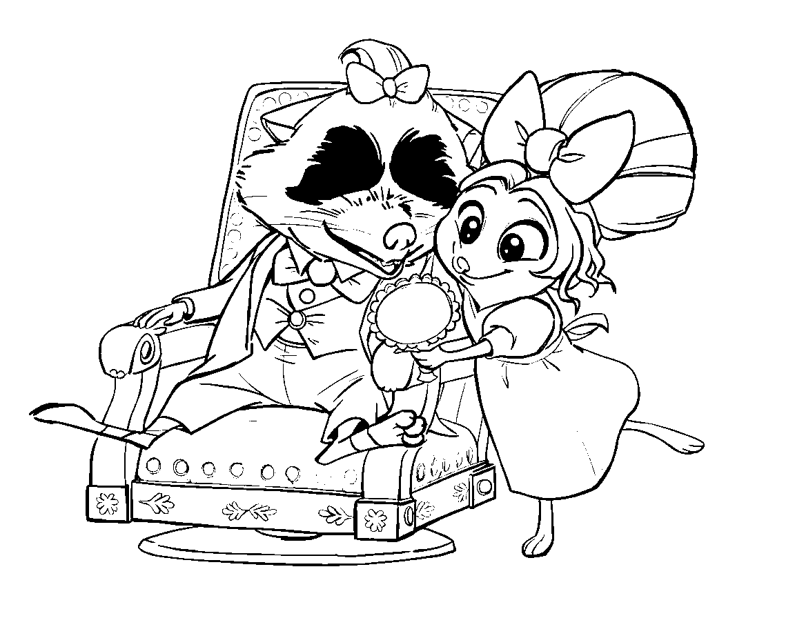 mr and fru fru big zootopia line art