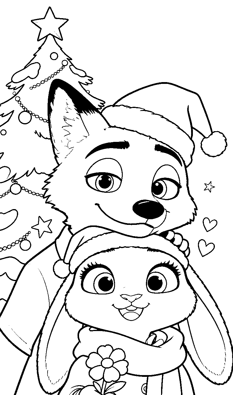 nick and judy christmas line art
