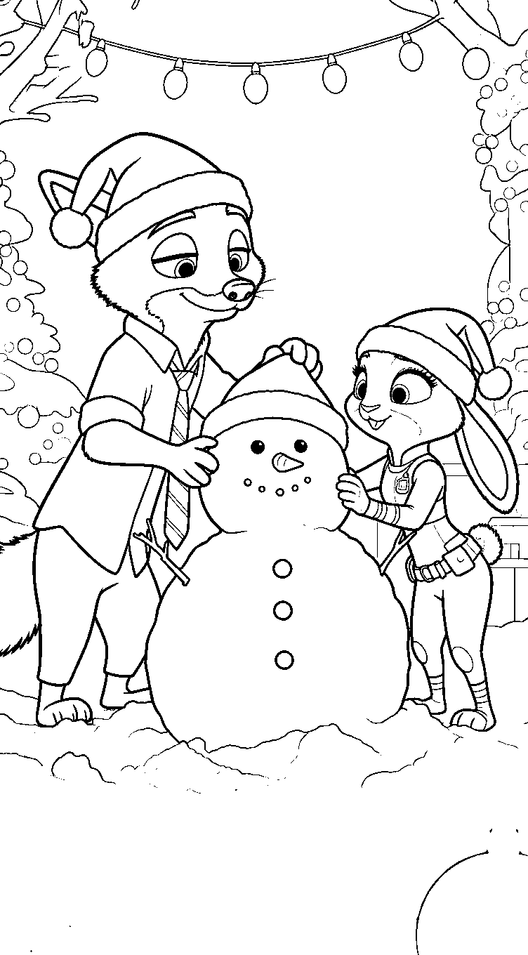 nick and judy christmas snowman line art