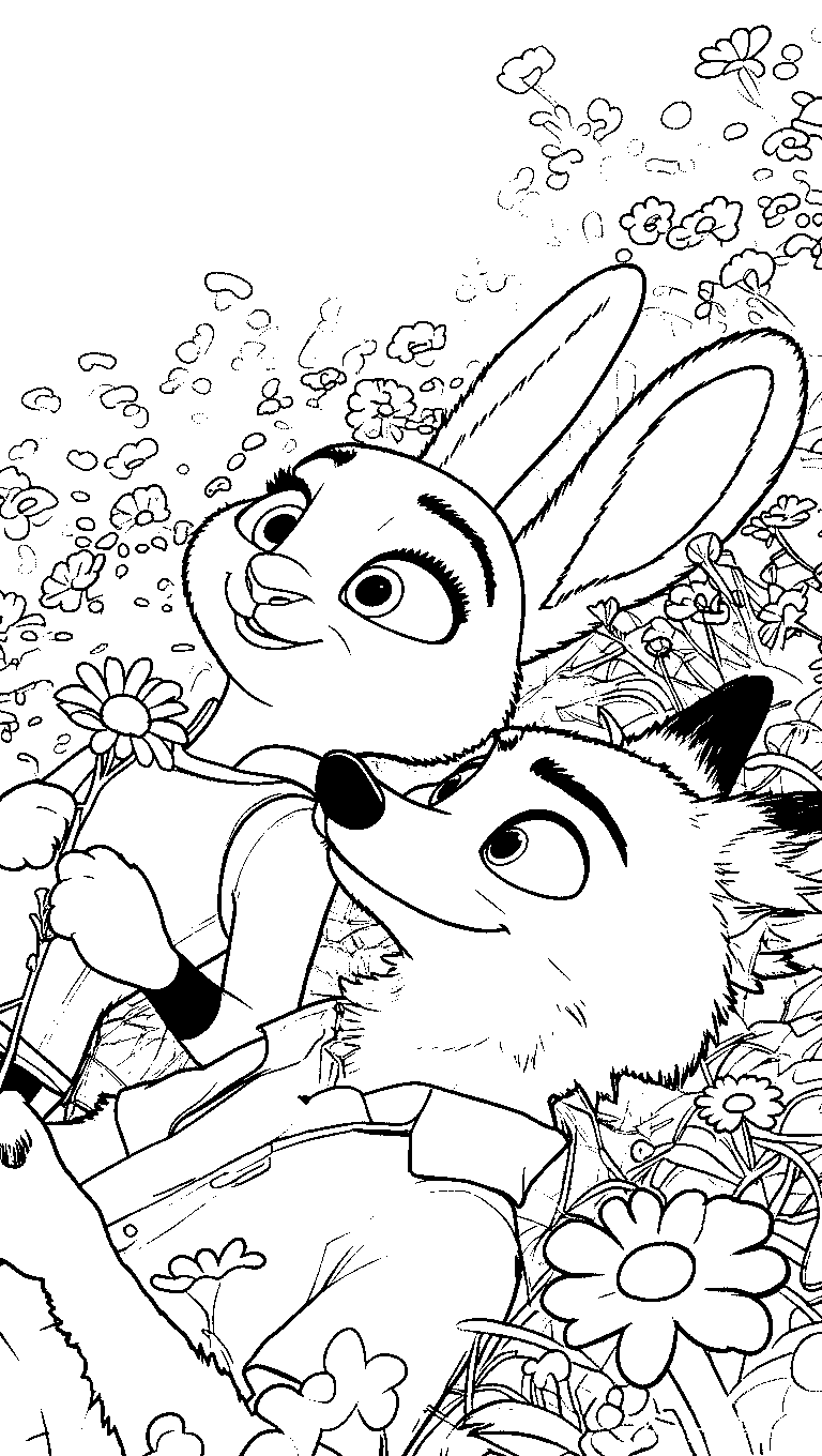 nick and judy flower meadow line art