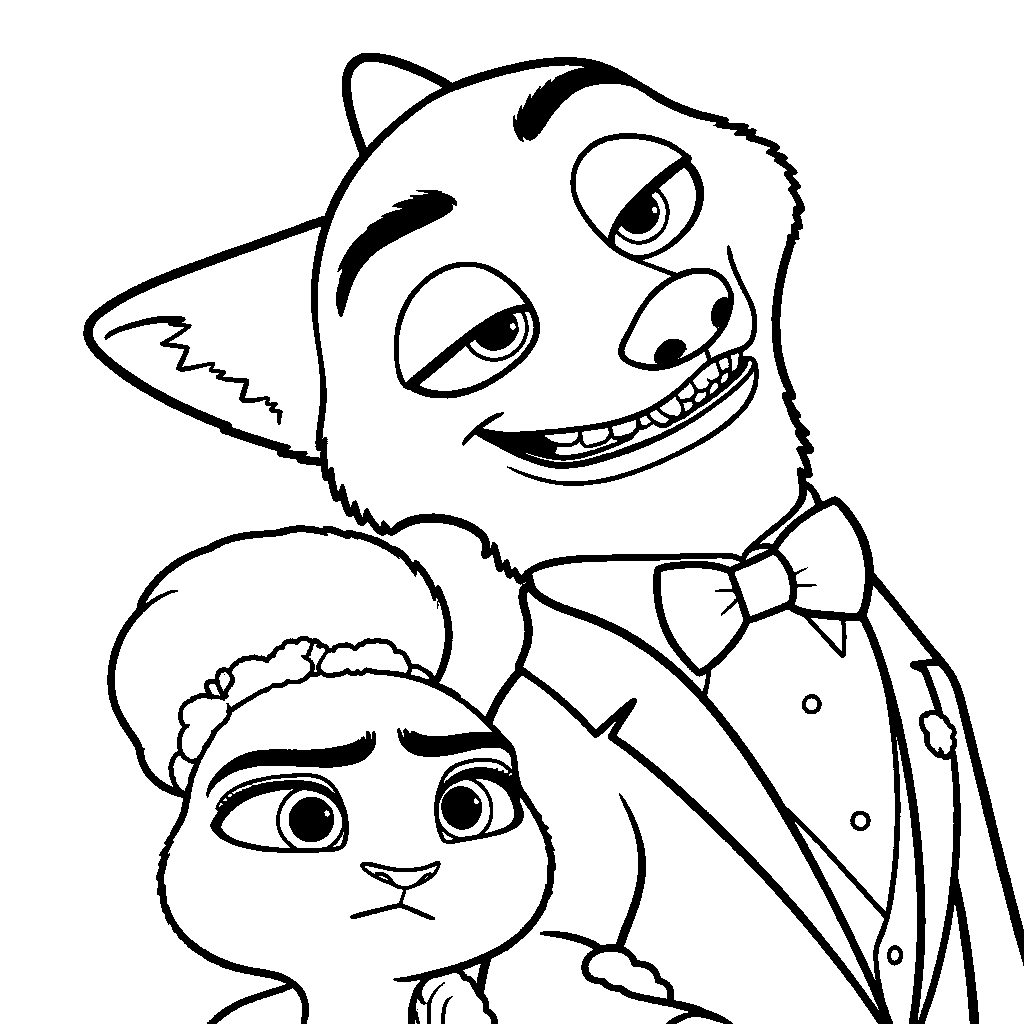 nick and judy prom night line art