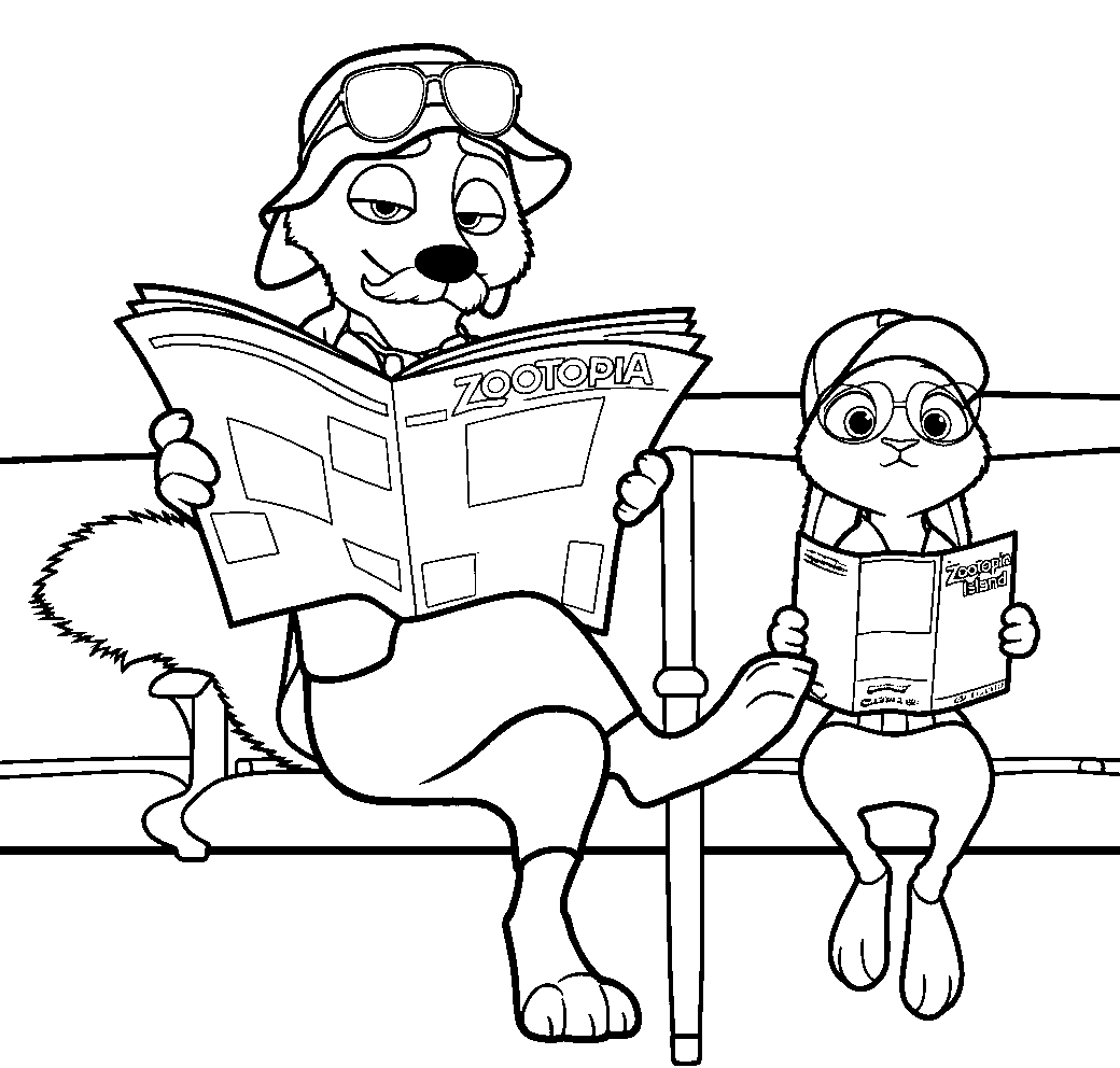nick and judy secret undercover disguise line art