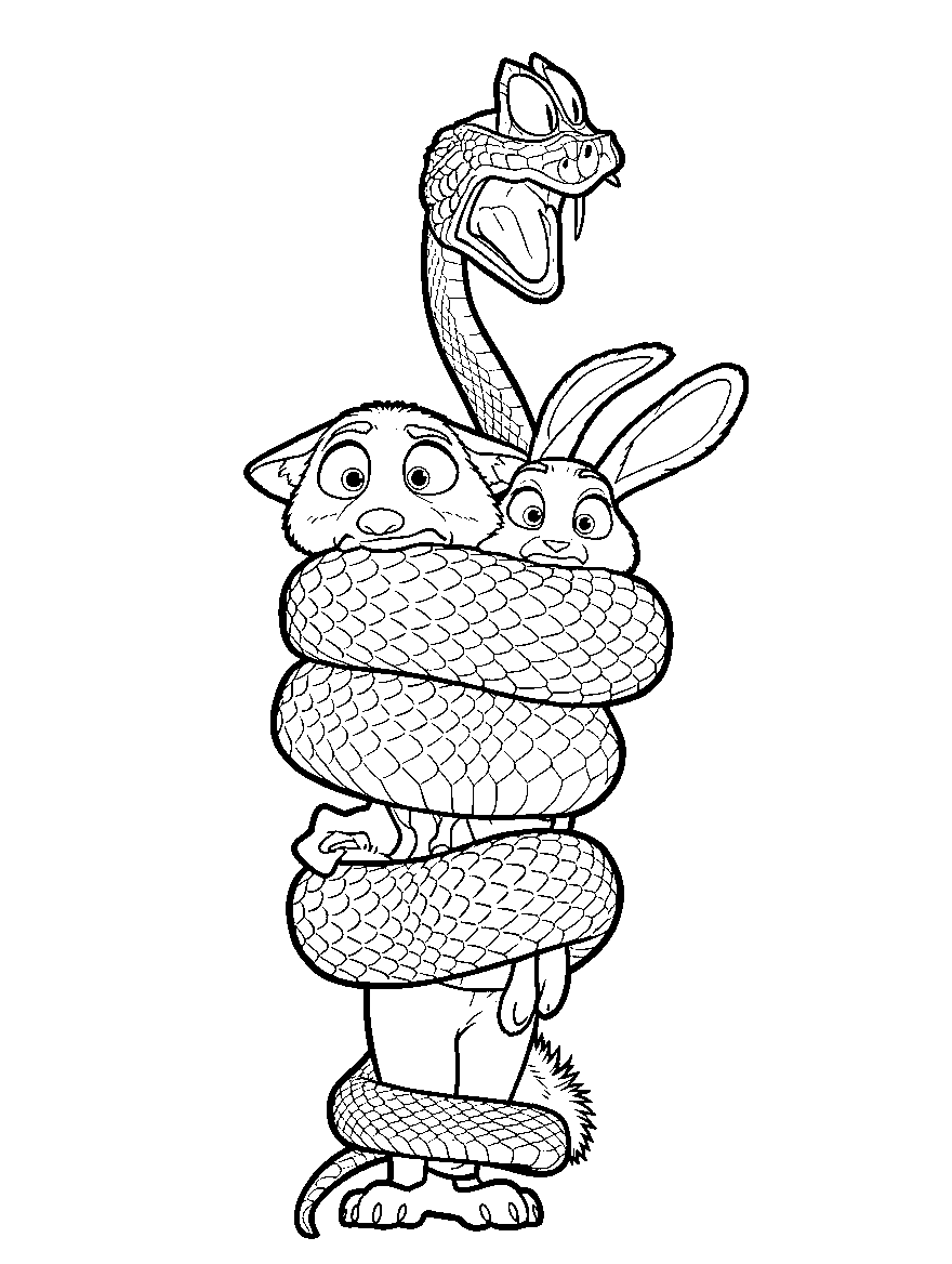 nick and judy snake trap line art
