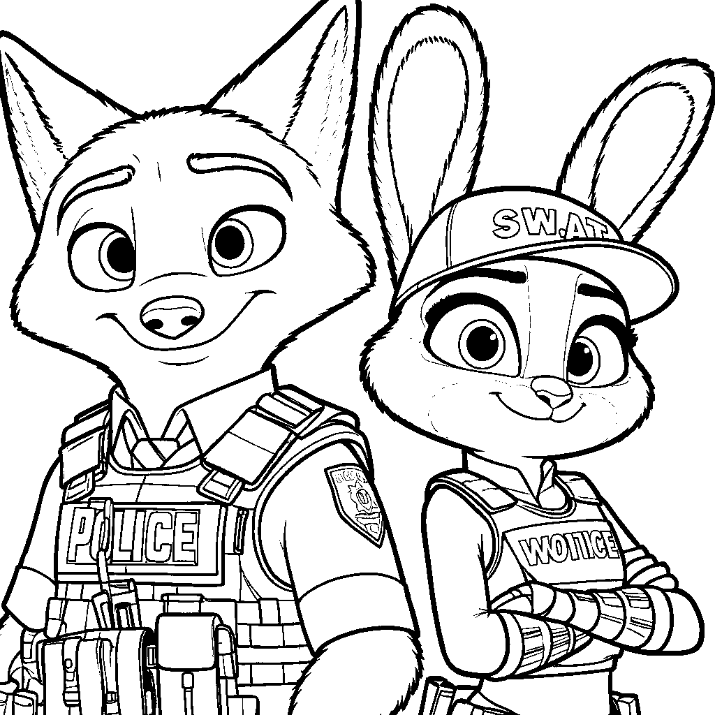 nick and judy swat police line art