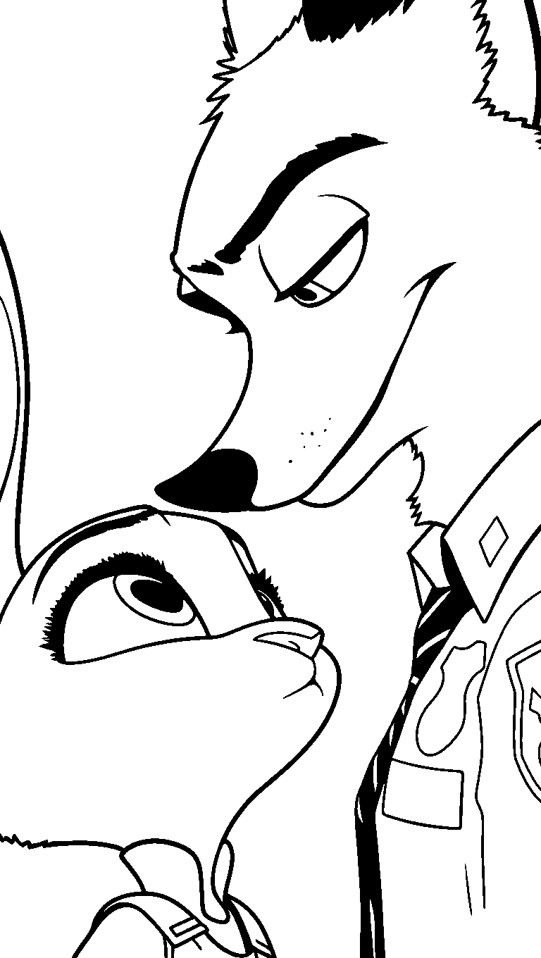 nick and judy sweet eye contact line art