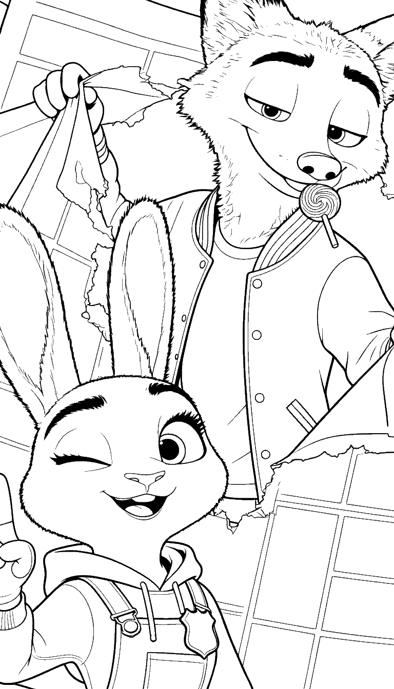 nick and judy sweet lollipop fun line art