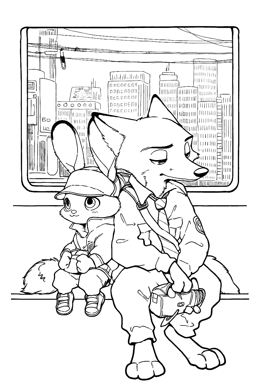 nick and judy train ride zootopia metro line art