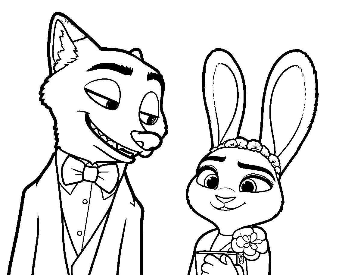 nick and judy wedding vows line art