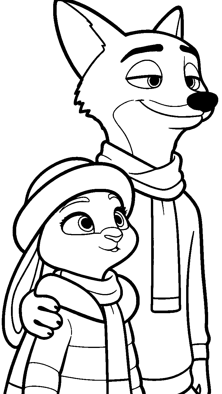 nick and judy winter hug line art